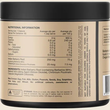 Berberine+ Plus Chromium Picolinate 90 Caps